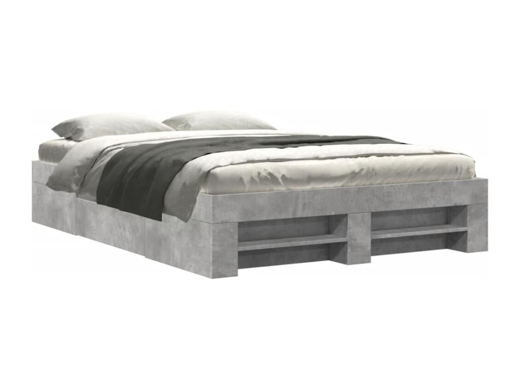 Cadre de lit sans matelas gris béton 120x190 cm bois ingénierie