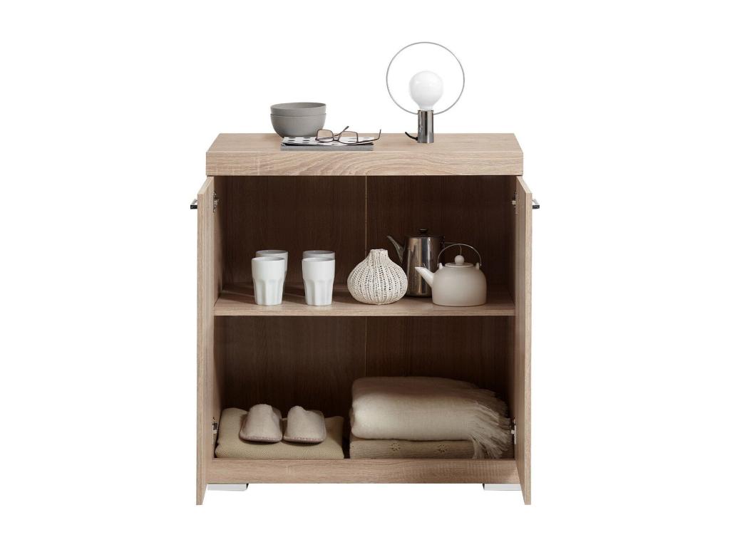 Commode 2 Portes Design Doucezen 89cm Chêne Clair