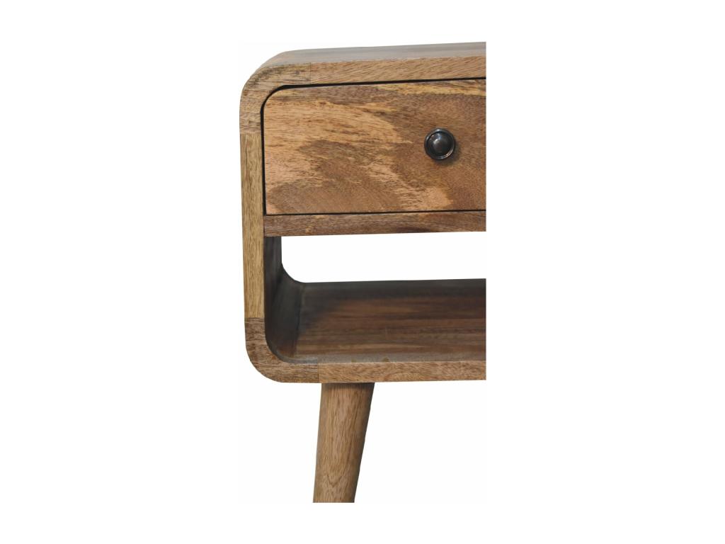 Table de chevet mini en chêne courbée en bas.