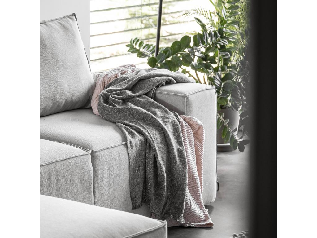 Canapé d'angle gauche convertible moderne tissu marron foncé Homzora 302cm