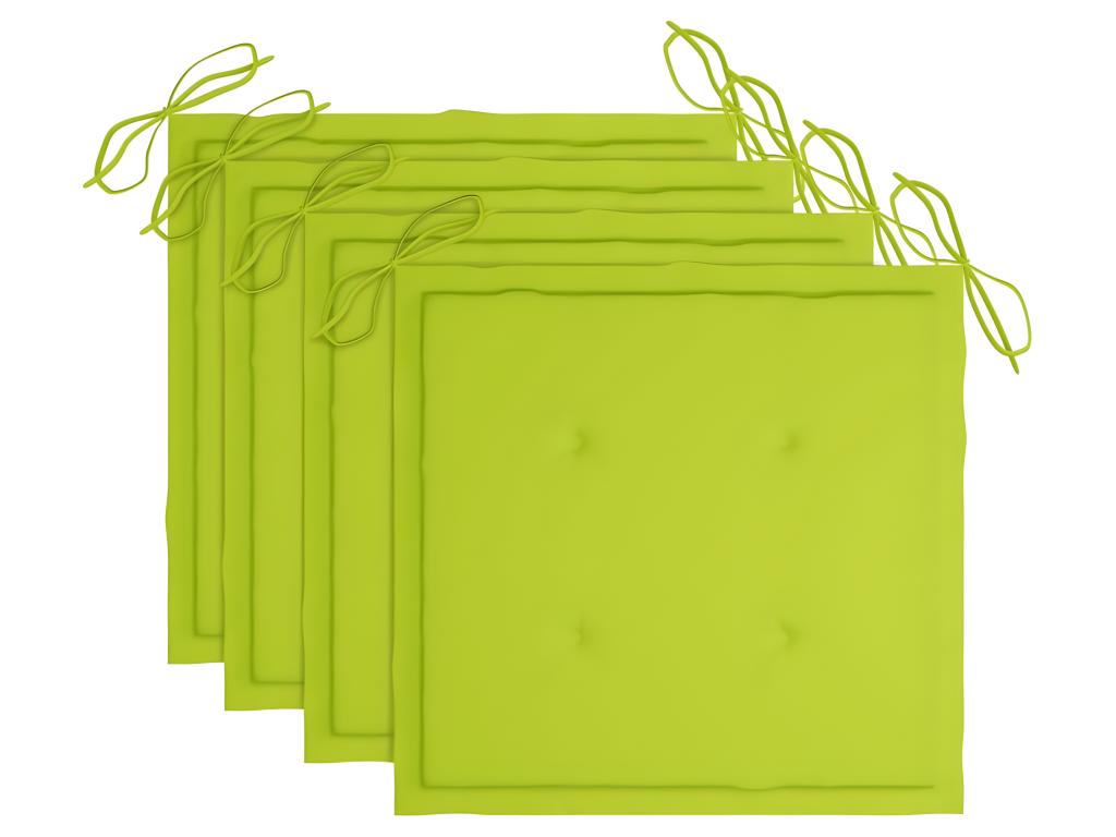 Chaises de jardin lot de 4 avec coussins vert vif Bois de teck