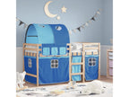 Lit mezzanine enfants et tunnel bleu 90x200 bois pin massif