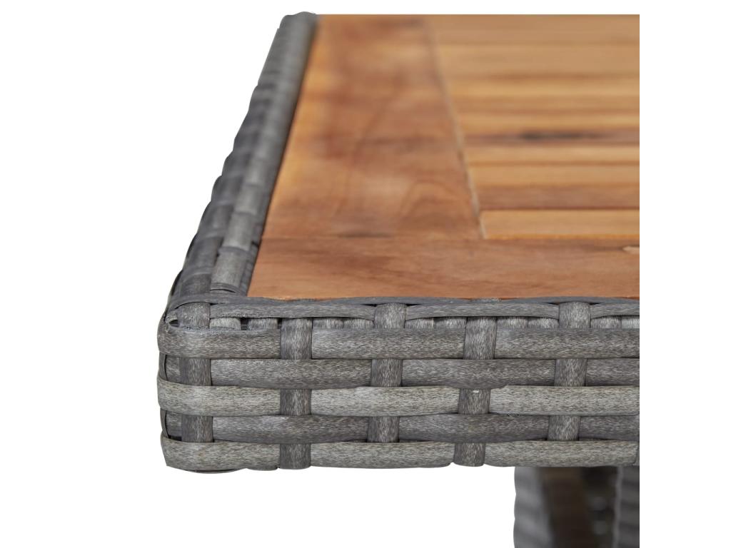 Ensemble à dîner de jardin 3 pcs Gris Résine tressée et Doucezen