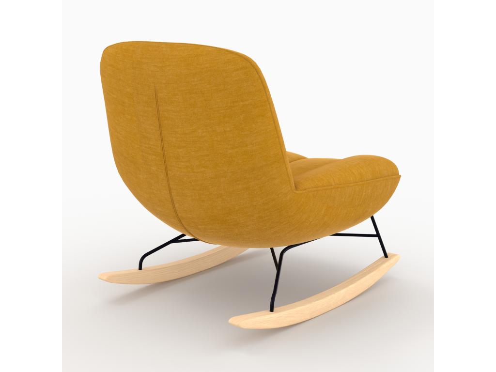 Rocking chair en tissu effet velours jaune moutarde - Homzora