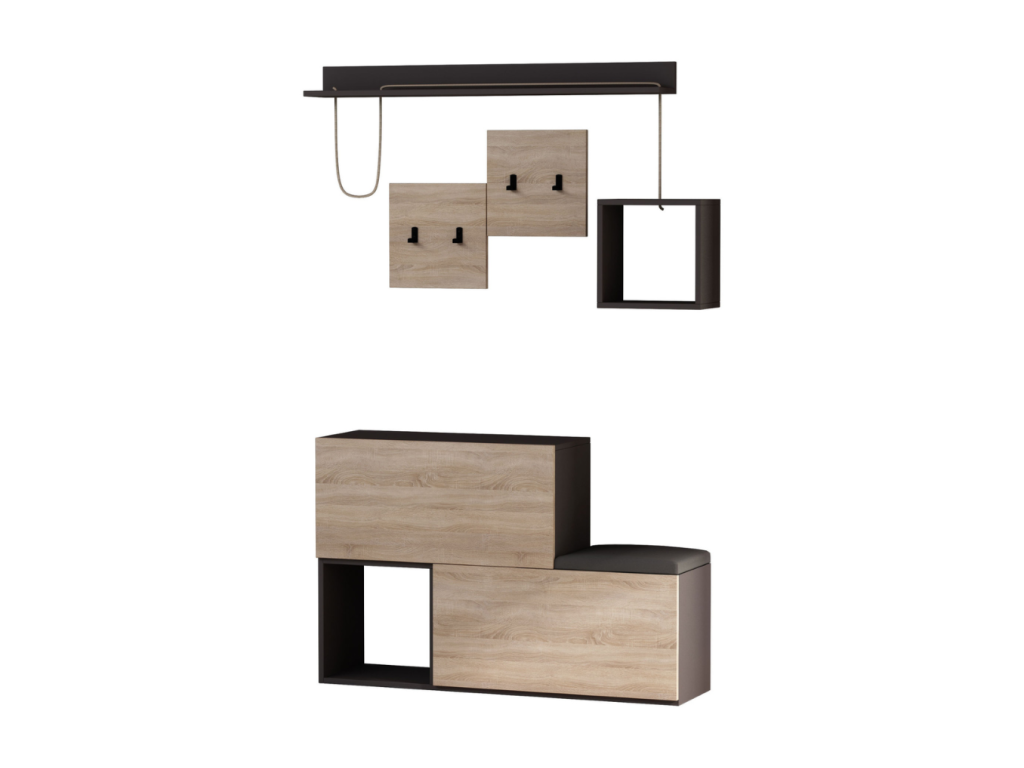 Meuble d'entrée design mural bois et gris Homzora