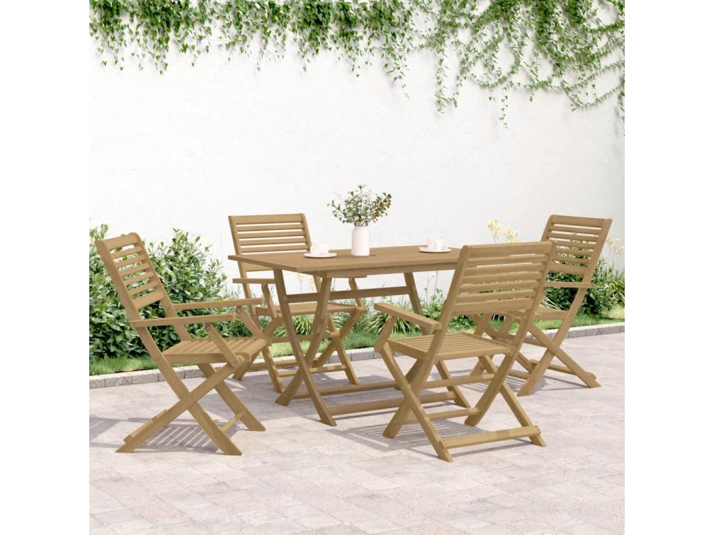 Ensemble à manger de jardin 5 pièces Bois d'Doucezen solide