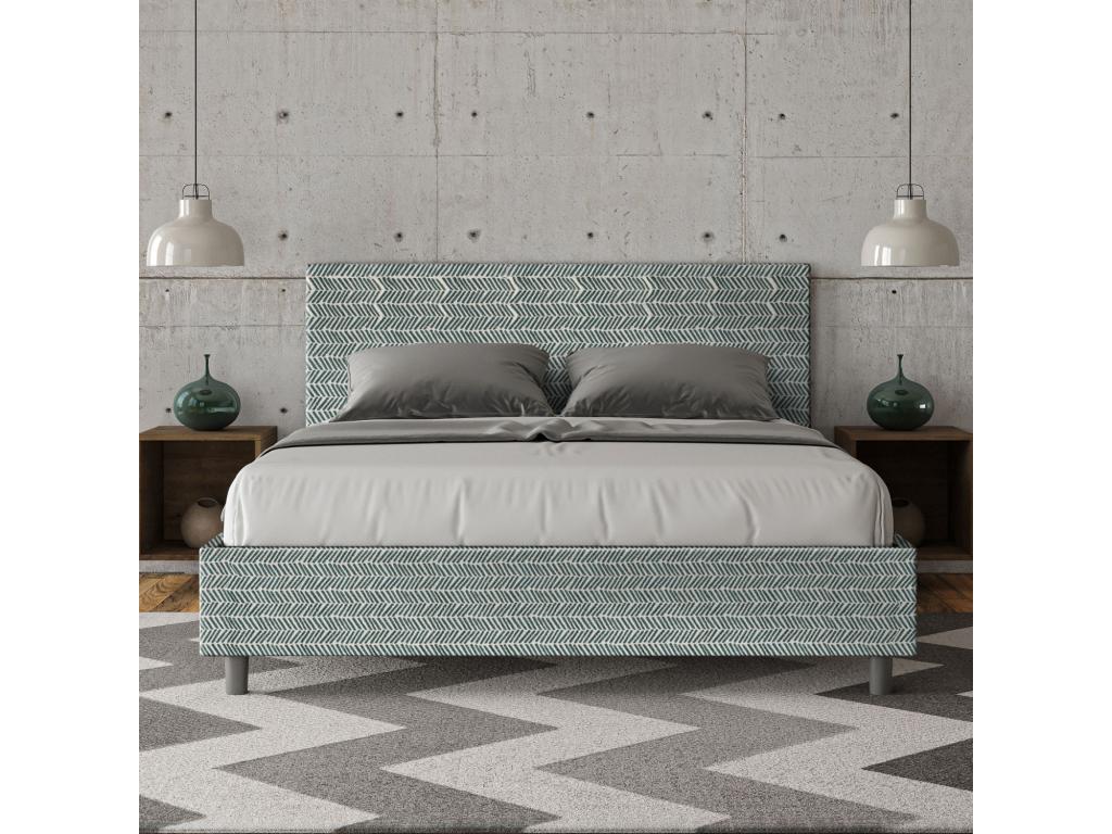 Lit coffre rembourré 160x200 tissu Homzora 7 bleu clair Homzora
