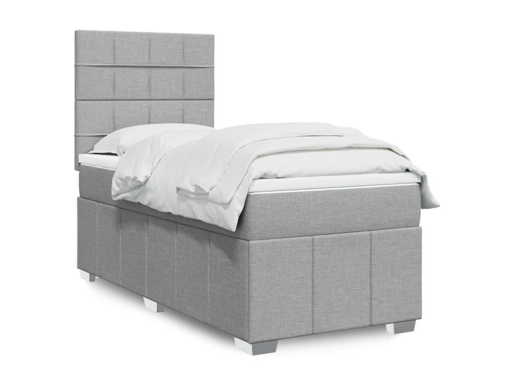 Sommier à Doucezen de lit avec matelas gris clair 80x200 cm tissu