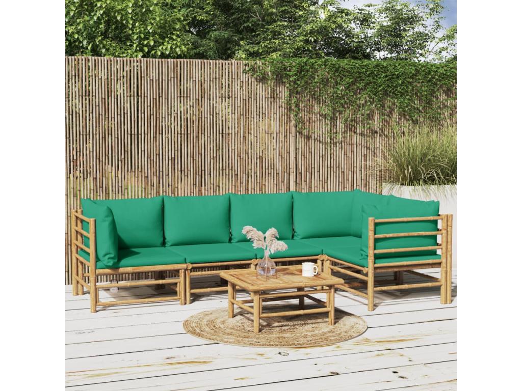 Salon de jardin 6 pcs avec coussins vert Homzora