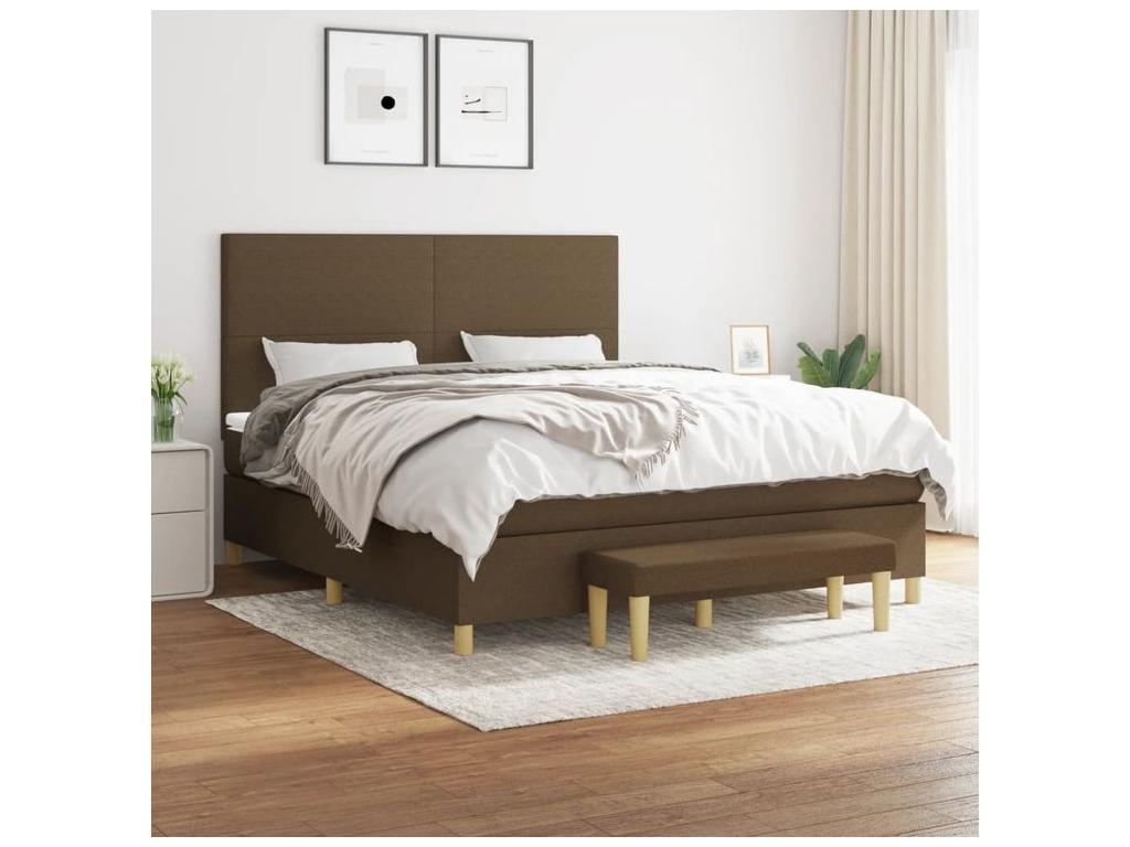 Sommier à Doucezen de lit avec matelas Marron foncé 160x200