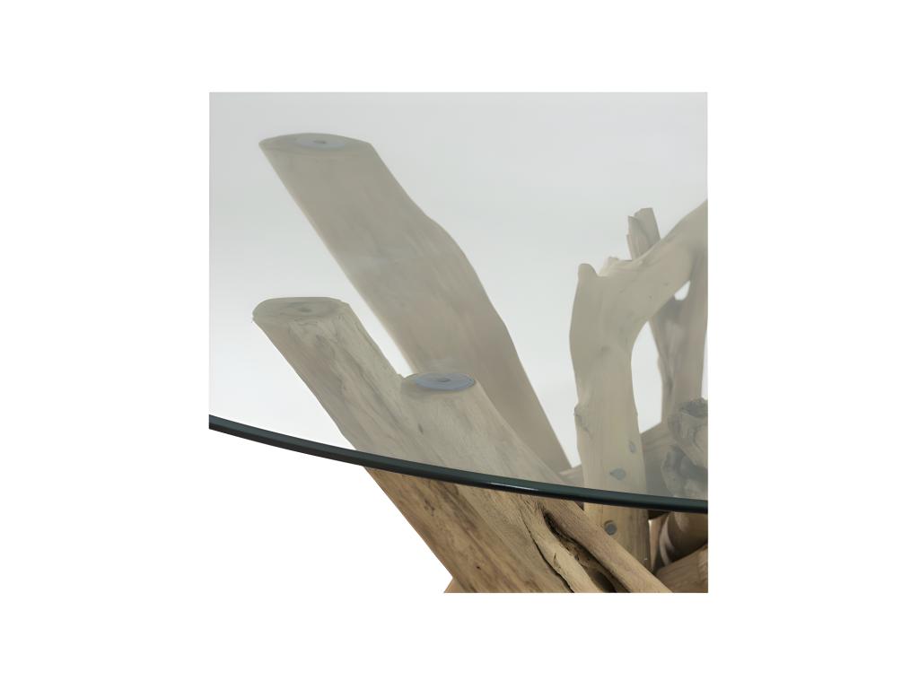 Table de repas ronde en Bois flotté/Verre - Doucezen