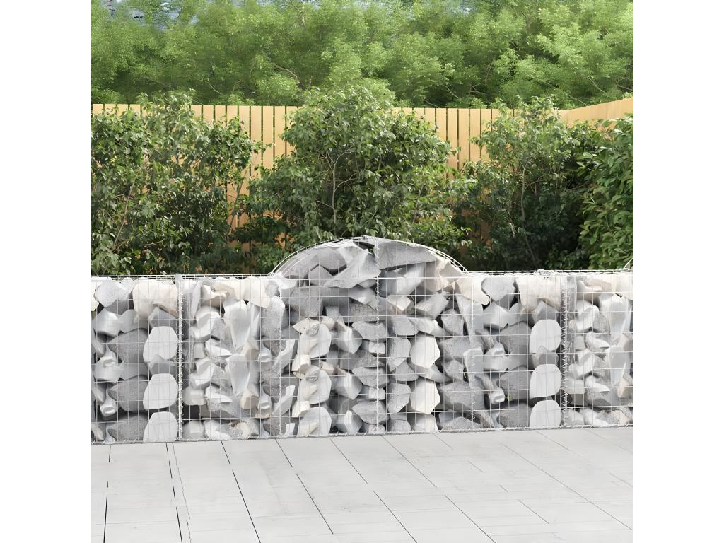 Paniers à gabions arqués 3 pièces 200x50x80/100 cm Fer galvanisé