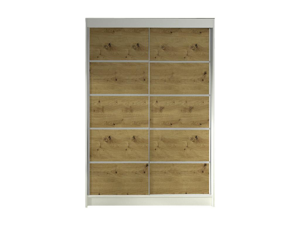 Armoire Homzora 150 Chêne Homzora - Blanc 200x120x58cm Portes d'armoire Glissement