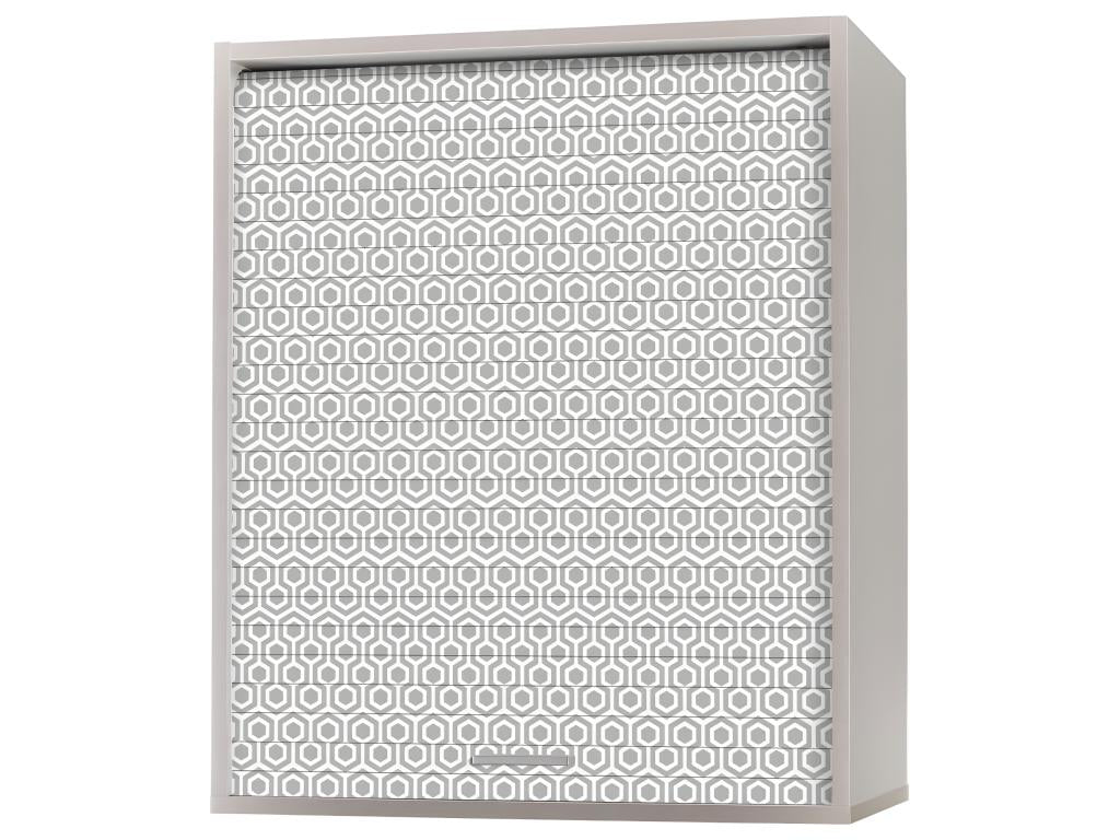 Meuble Cuisine Alu 60x72 Face Imprimée - Coloris Rideau Hexagones Gris 521
