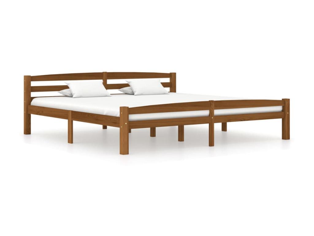 Lit Marron miel Bois de pin massif 180x200