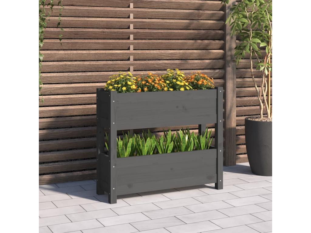 Jardinière Gris 77x25x66 cm Bois massif de pin