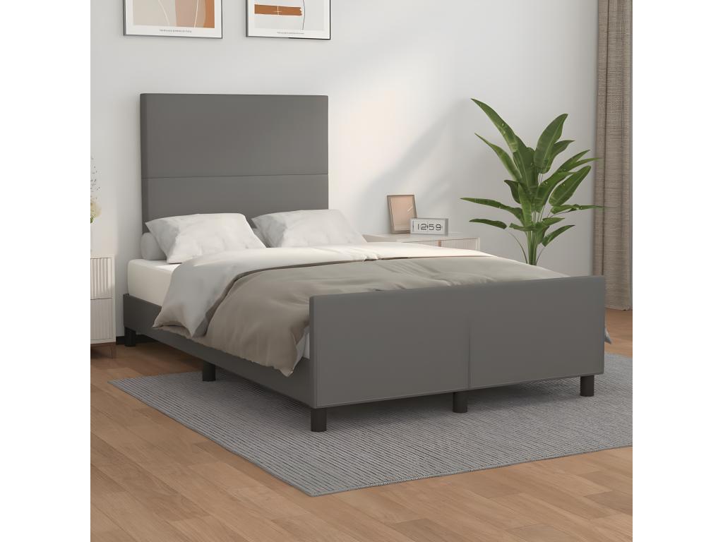 Cadre de lit sans matelas gris 120x190 cm similicuir