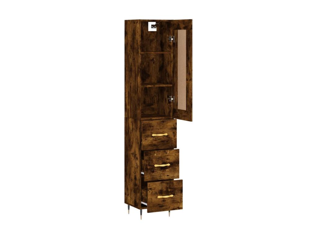 Buffet haut Chêne fumé 34.5x34x180 cm Bois d'ingénierie