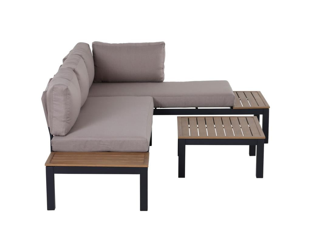 Salon de jardin d'angle 5 places Doucezen brun et noir