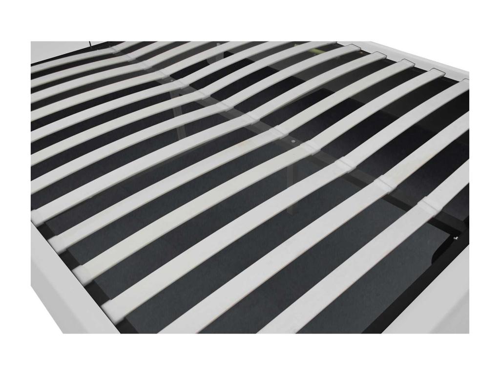 Cadre de lit capitonnée blanc avec coffre de rangement intégré 160x200 cm NEWINGTON