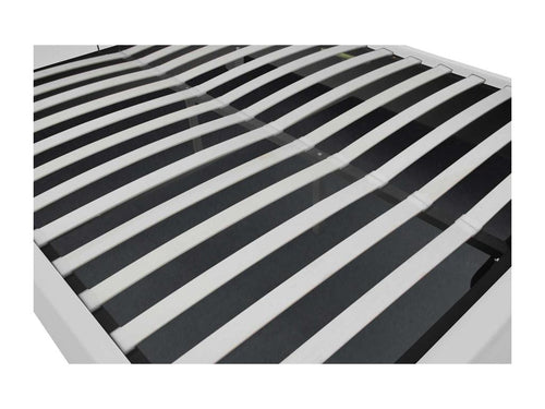 Cadre de lit capitonnée blanc avec coffre de rangement intégré 160x200 cm NEWINGTON