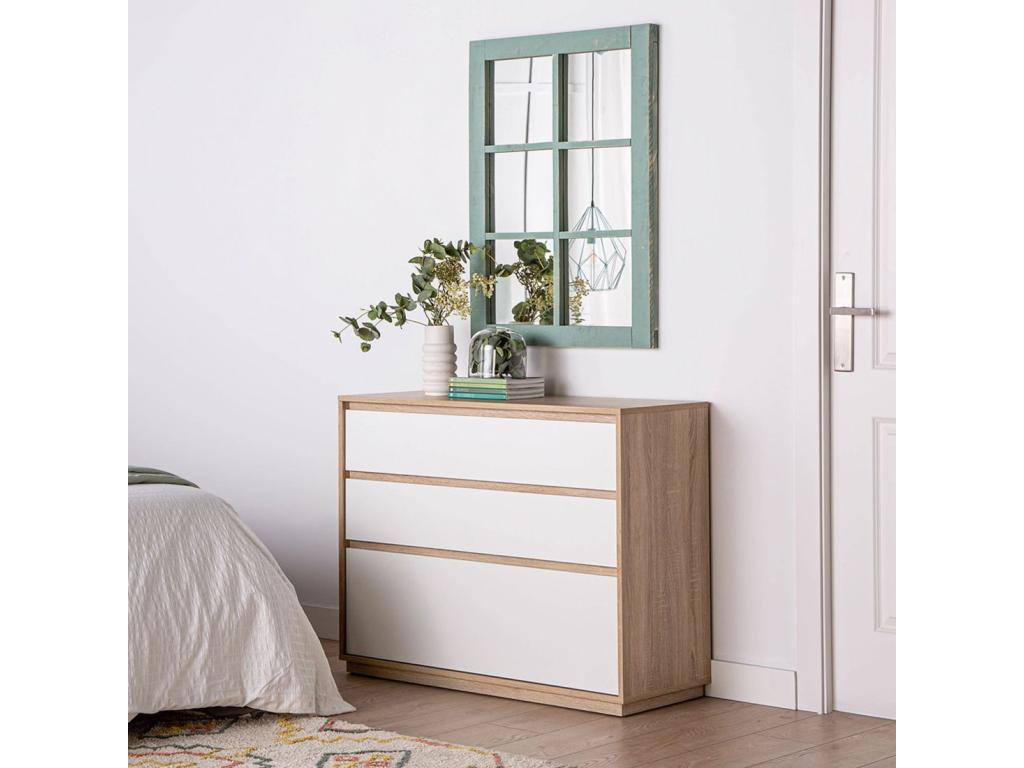 Commode en bois blanco 100x79 cm-Homzora