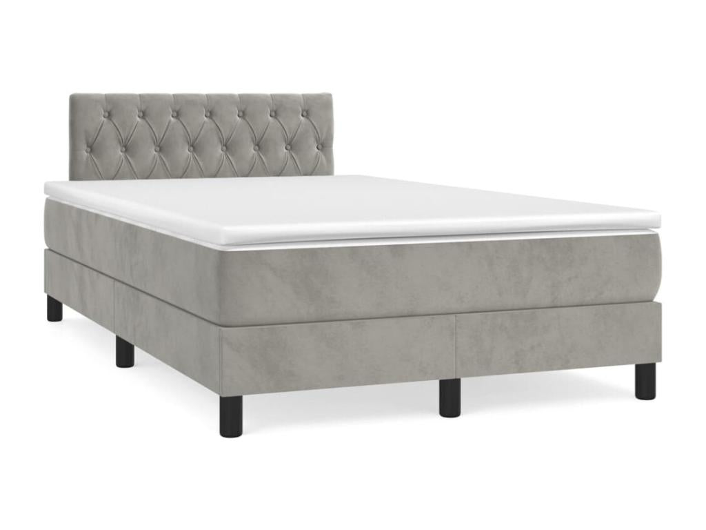 Sommier à Doucezen de lit et matelas Gris clair 120x200 Velours