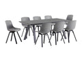 Ensemble table de jardin rectangulaire grise et 8 chaises grises