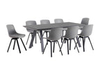 Ensemble table de jardin rectangulaire grise et 8 chaises grises