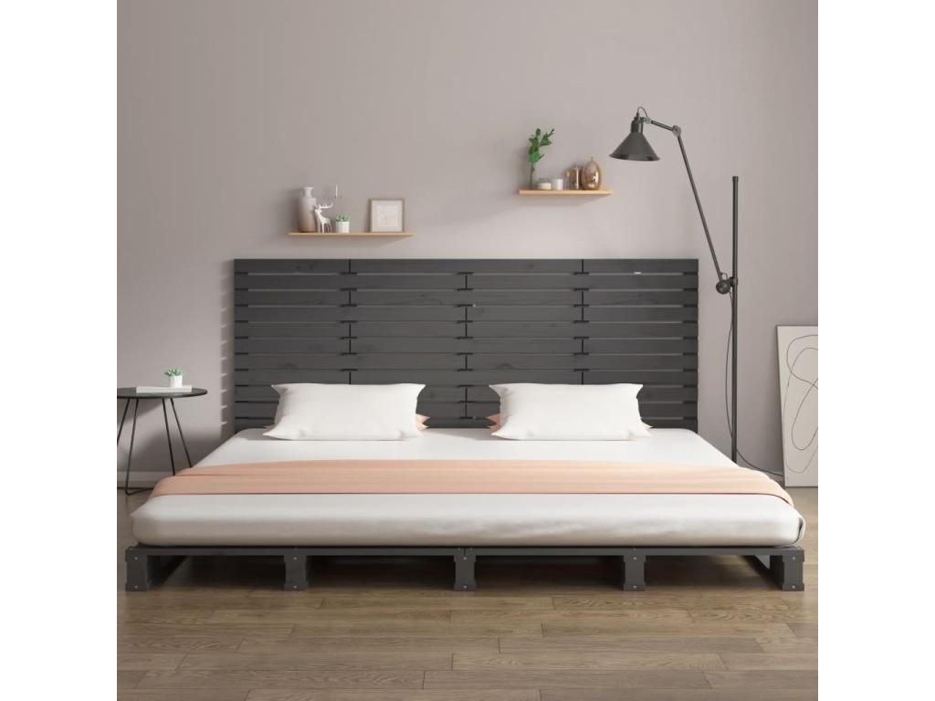Tête de lit murale Gris 156x3x91.5 Bois massif de pin