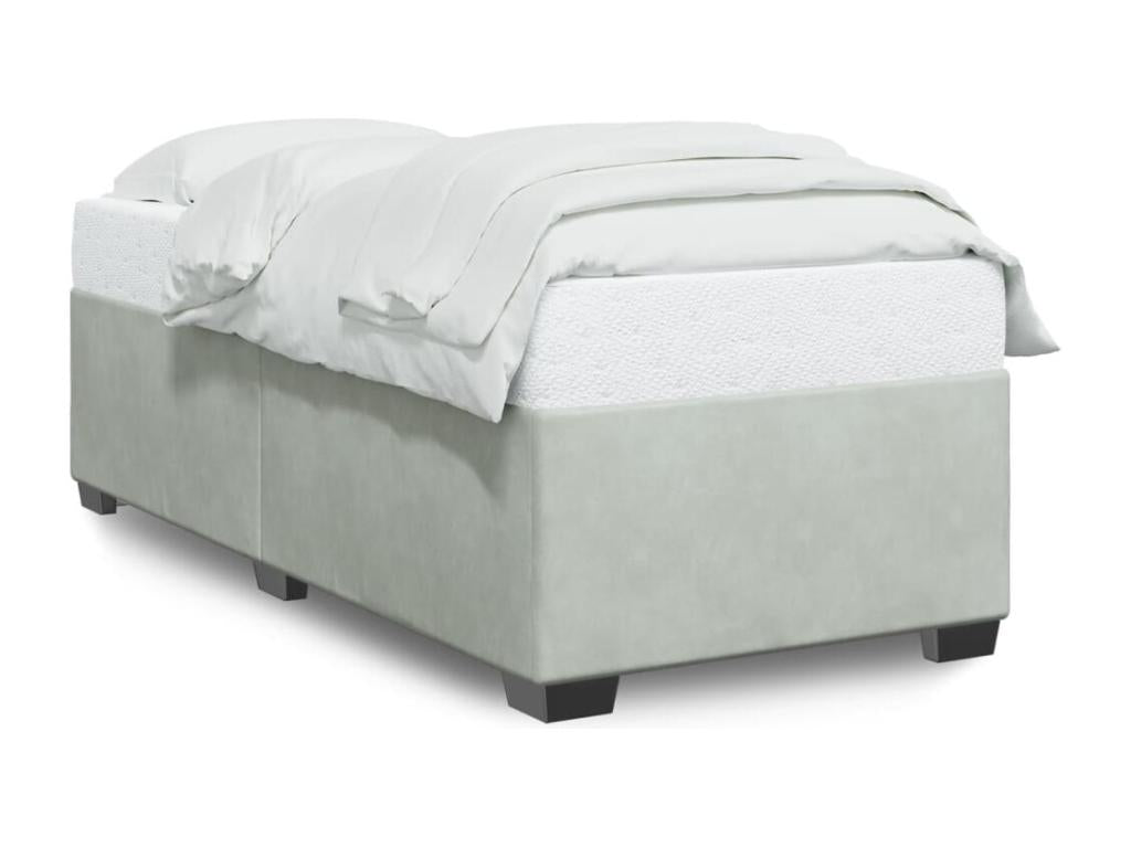 Cadre de lit sans matelas gris clair 90x190 cm velours