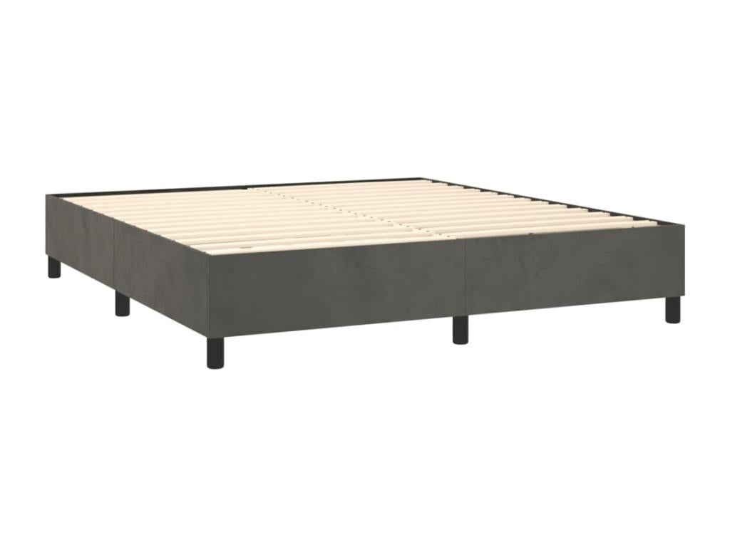 Sommier tapissier matelas et LED Gris foncé 160x200 cm Velours