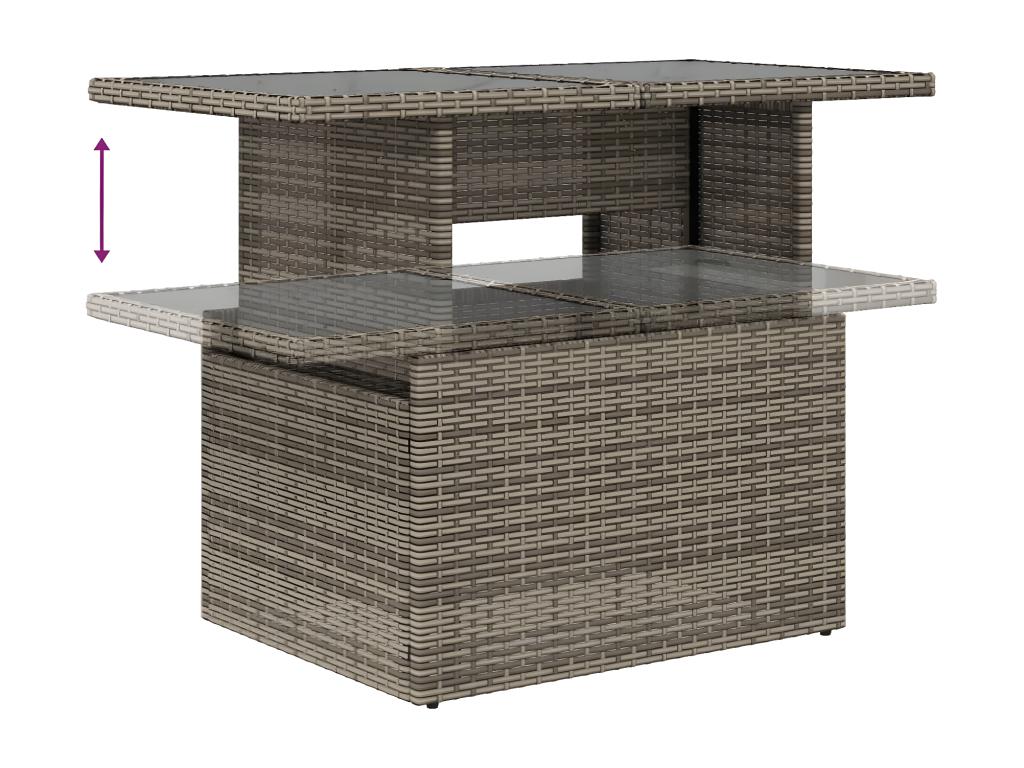 Salon de jardin avec coussins 7 pièces gris résine tressée