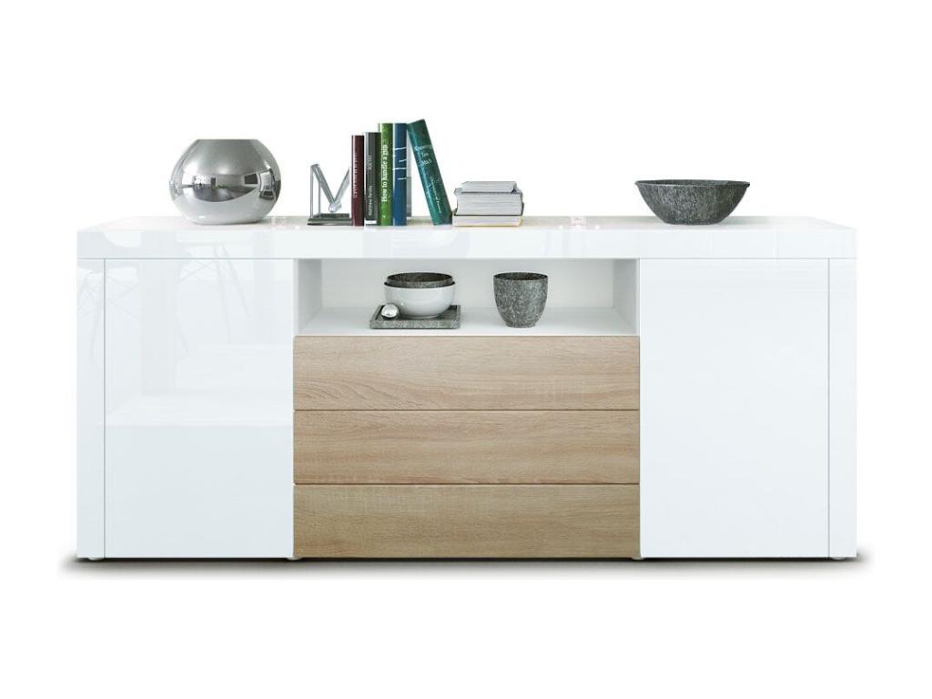 Buffet Laqué Blanc Et aspect Chêne LxHxP 167x72x35
