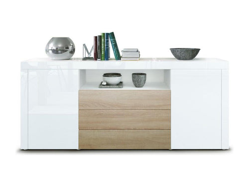 Buffet Laqué Blanc Et aspect Chêne LxHxP 167x72x35