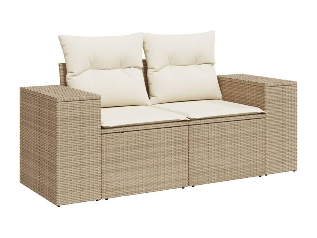 Salon de jardin avec coussins 6 pcs beige résine tressée