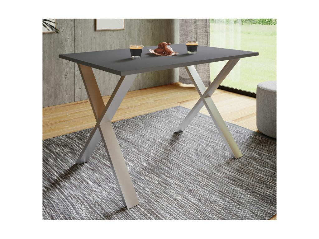 Doucezen table de salle à manger 80x80 anthracite couleur argent.