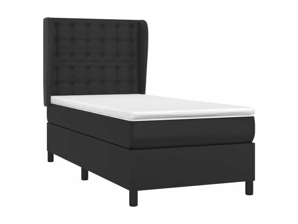Sommier à Doucezen de lit avec matelas Noir 100x200 cm Similicuir