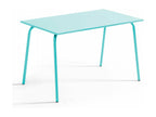 Ensemble table de jardin et 4 fauteuils en métal turquoise - Doucezen