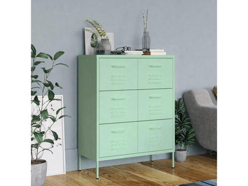 Armoire à tiroirs Vert menthe 80x35x101.5 Acier