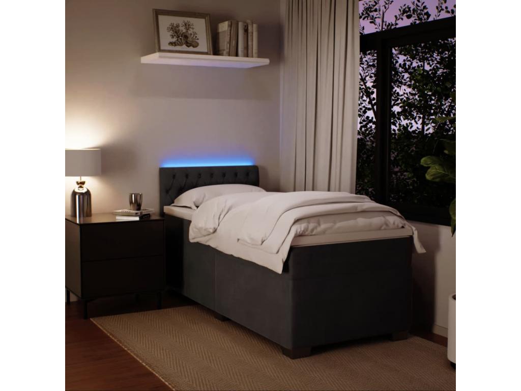 Sommier à Homzora de lit et matelas Gris foncé 80x200 cm Velours