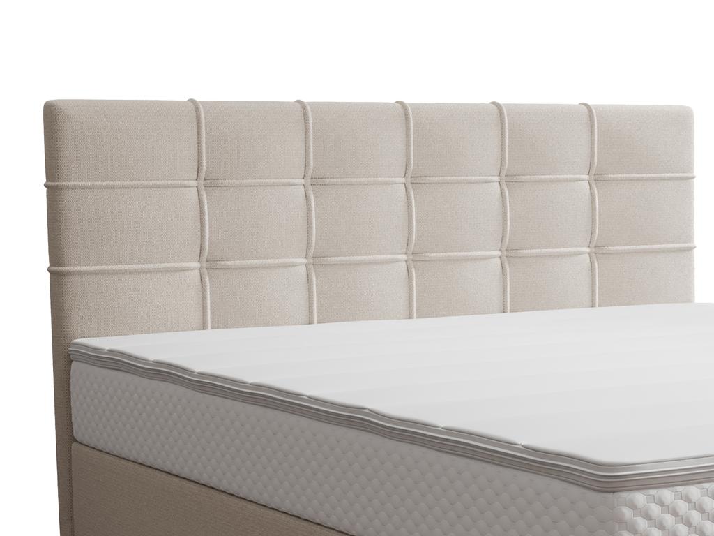 Ensemble complet boxspring tête de lit capitonnée sommier matelas surmatelas - 160x200 cm - Tissu - Beige - Homzora