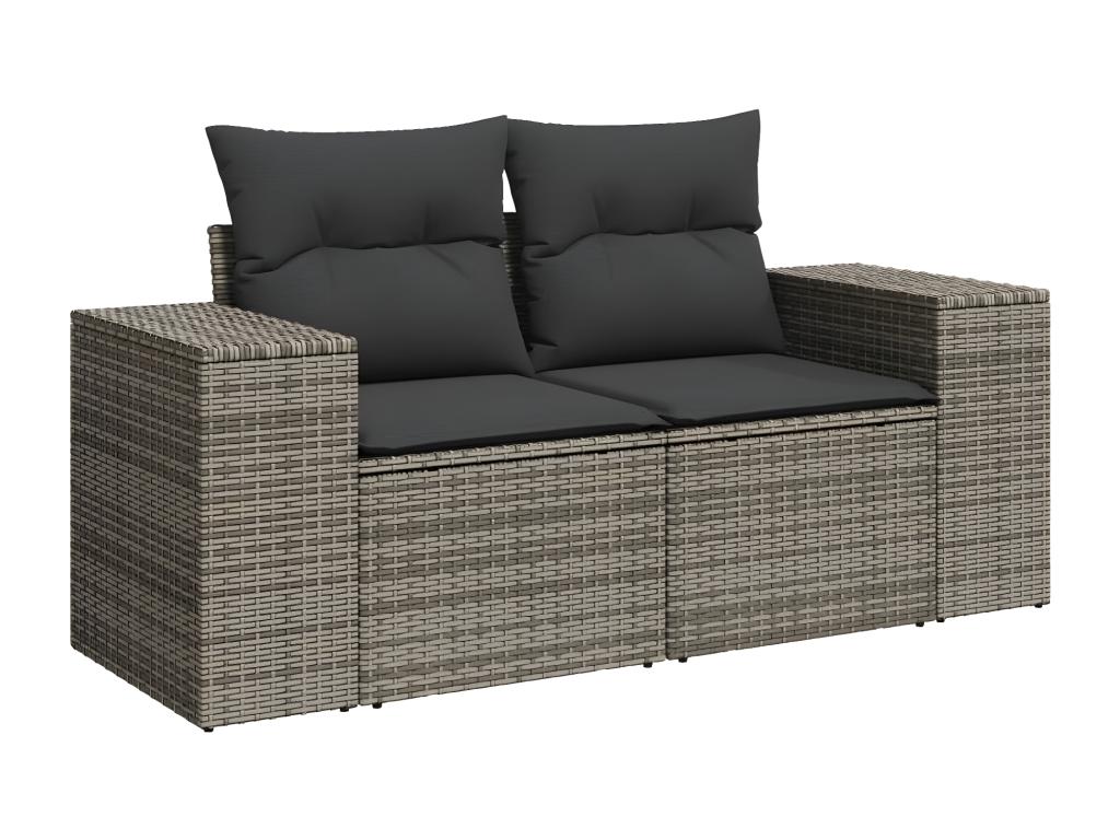 Salon de jardin 8 pcs avec coussins gris résine tressée