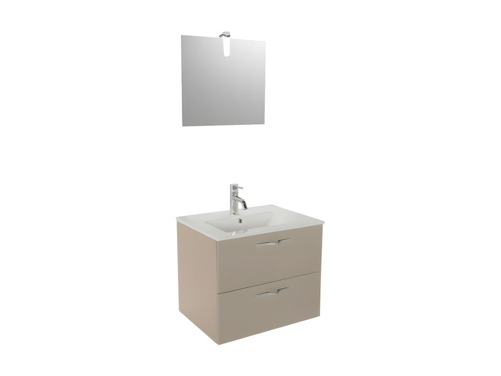 Ensemble meuble de salle de bain suspendu 2 tiroirs 60 cm Doucezen miroir colonne- Doucezen