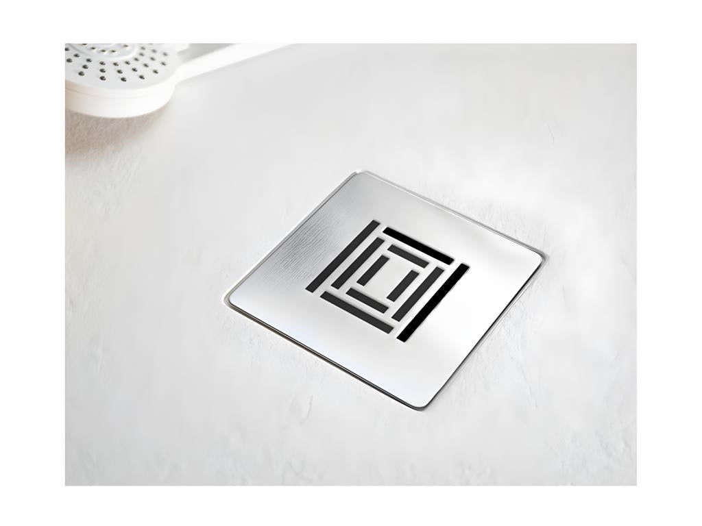 Receveur de douche 90x90 cm extra plat Homzora surface ardoisée rectangulaire blanc