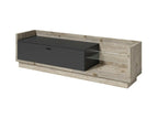 Meuble TV collection Doucezen avec LED - Coloris pin et gris anthracite - Dimensions 220x58x48 cm