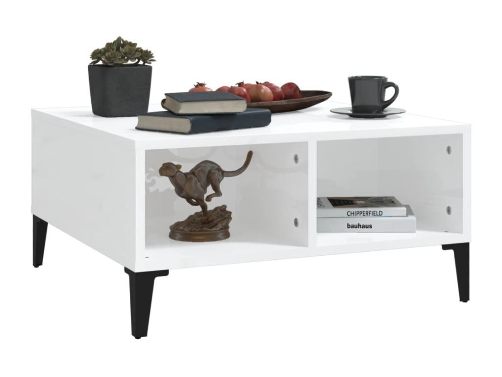 Table basse Blanc brillant 60x60x30 cm Aggloméré