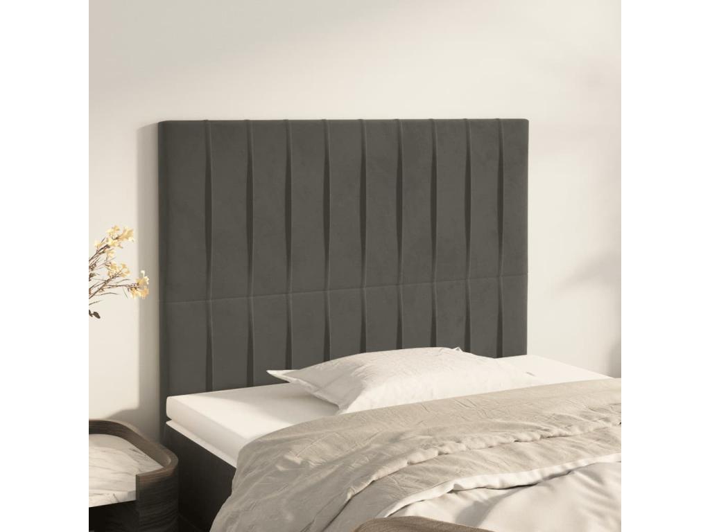 Têtes de lit 2 pcs Gris foncé 90x5x78/88 cm Velours