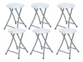 Pack 6 Tabourets pliants en résine et acier 31x45cm Blanc 7house