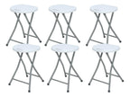 Pack 6 Tabourets pliants en résine et acier 31x45cm Blanc 7house